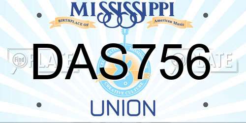 DAS756 Mississippi License Plate