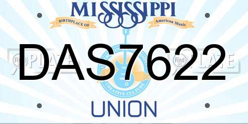 DAS7622 Mississippi License Plate
