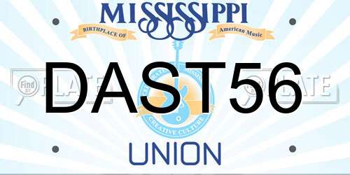 DAST56 Mississippi License Plate