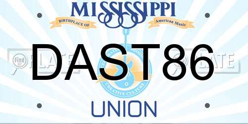 DAST86 Mississippi License Plate