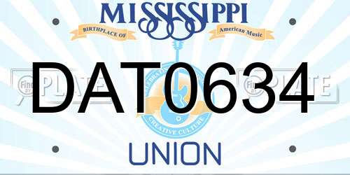 DAT0634 Mississippi License Plate