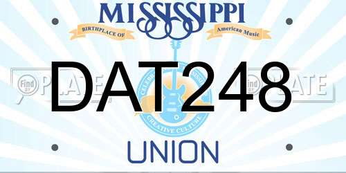 DAT248 Mississippi License Plate