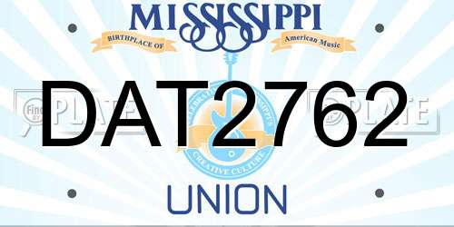 DAT2762 Mississippi License Plate