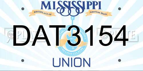 DAT3154 Mississippi License Plate