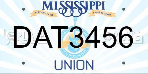DAT3456 Mississippi License Plate