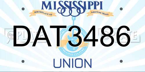 DAT3486 Mississippi License Plate