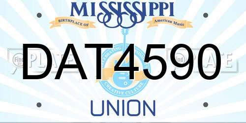 DAT4590 Mississippi License Plate