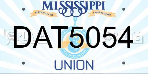 DAT5054 Mississippi License Plate