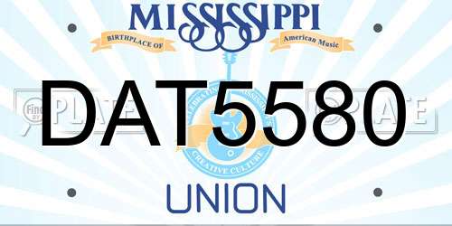 DAT5580 Mississippi License Plate