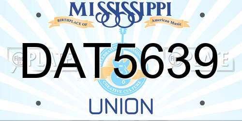 DAT5639 Mississippi License Plate