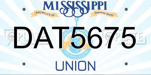 DAT5675 Mississippi License Plate