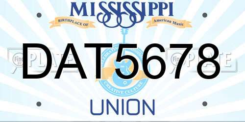 DAT5678 Mississippi License Plate