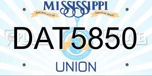 DAT5850 Mississippi License Plate