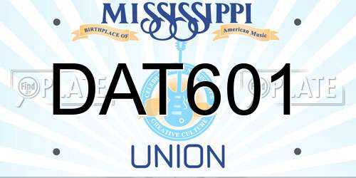 DAT601 Mississippi License Plate