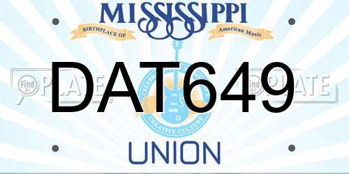DAT649 Mississippi License Plate