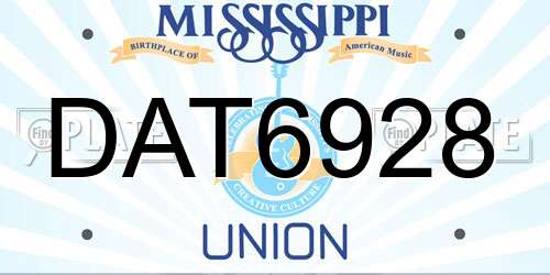 DAT6928 Mississippi License Plate
