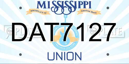 DAT7127 Mississippi License Plate