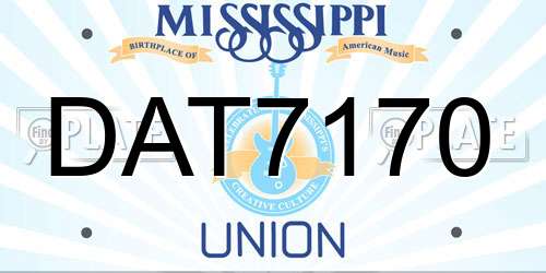 DAT7170 Mississippi License Plate
