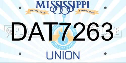DAT7263 Mississippi License Plate