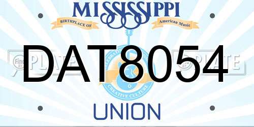 DAT8054 Mississippi License Plate