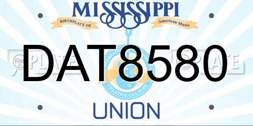DAT8580 Mississippi License Plate