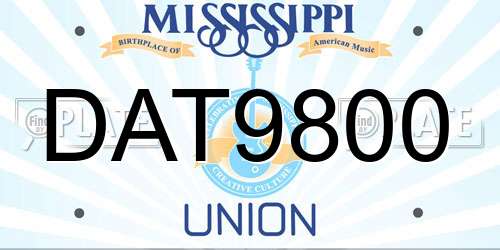 DAT9800 Mississippi License Plate