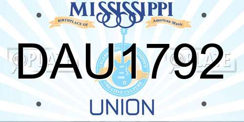 DAU1792 Mississippi License Plate