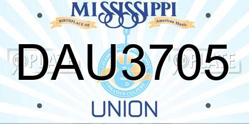 DAU3705 Mississippi License Plate