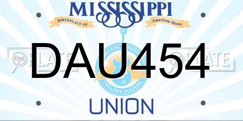 DAU454 Mississippi License Plate