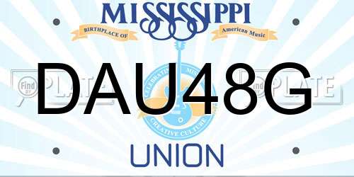 DAU48G Mississippi License Plate