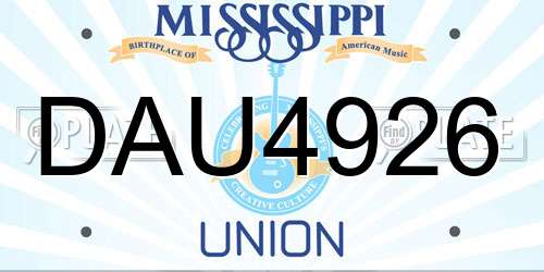 DAU4926 Mississippi License Plate