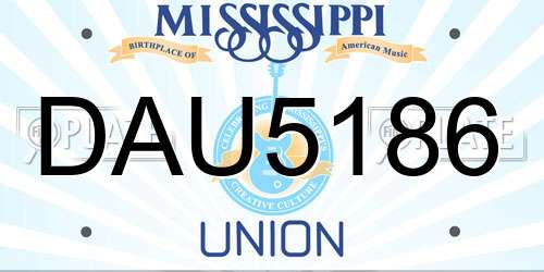 DAU5186 Mississippi License Plate
