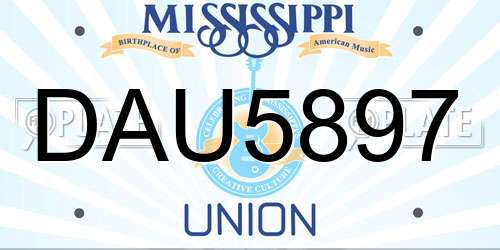 DAU5897 Mississippi License Plate