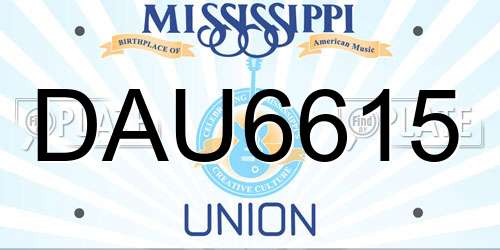 DAU6615 Mississippi License Plate