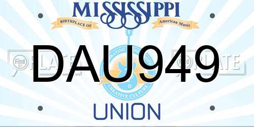 DAU949 Mississippi License Plate