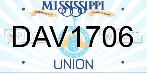 DAV1706 Mississippi License Plate