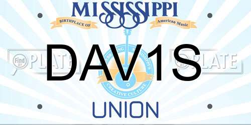 DAV1S Mississippi License Plate