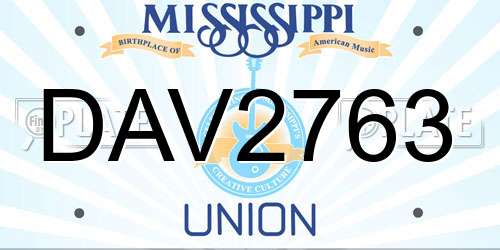 DAV2763 Mississippi License Plate