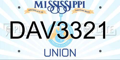 DAV3321 Mississippi License Plate