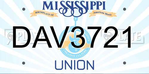 DAV3721 Mississippi License Plate