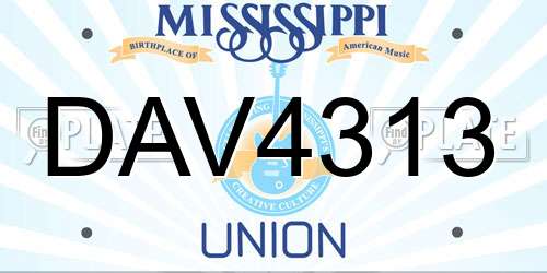 DAV4313 Mississippi License Plate