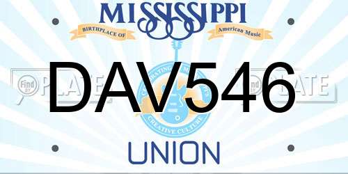 DAV546 Mississippi License Plate