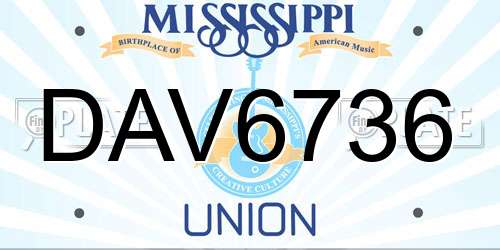 DAV6736 Mississippi License Plate