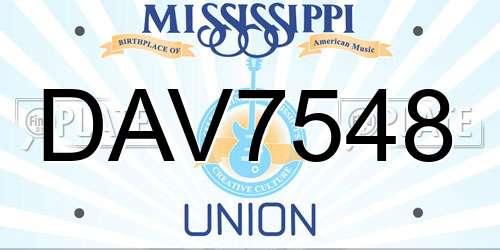DAV7548 Mississippi License Plate
