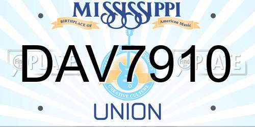 DAV7910 Mississippi License Plate