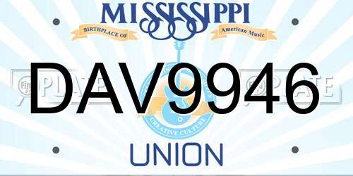 DAV9946 Mississippi License Plate