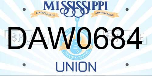 DAW0684 Mississippi License Plate