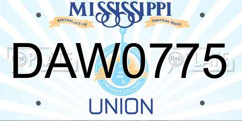 DAW0775 Mississippi License Plate