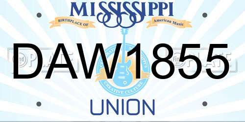 DAW1855 Mississippi License Plate