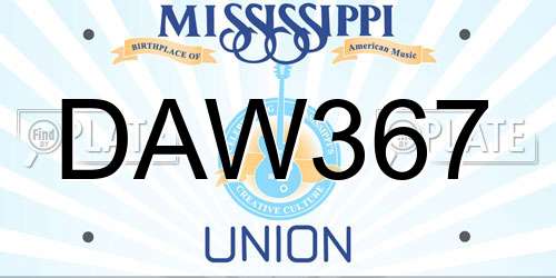 DAW367 Mississippi License Plate